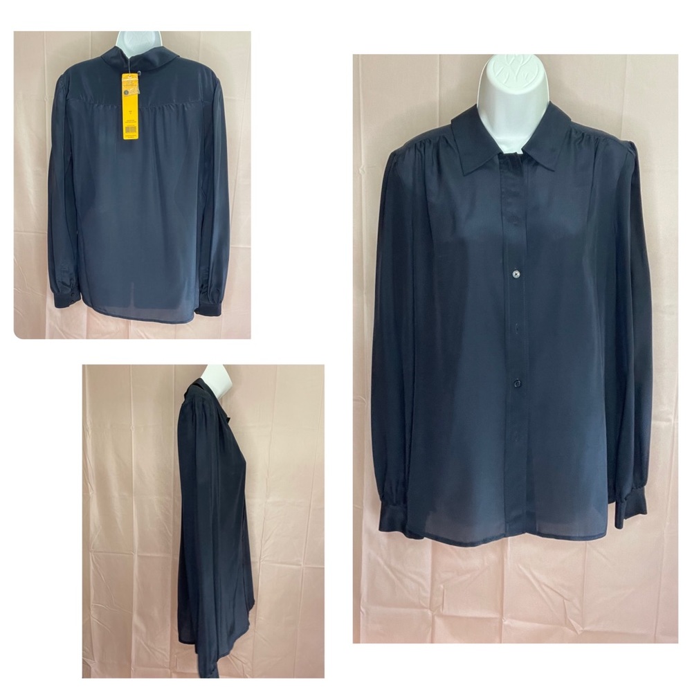 NWT 12 Tory Burch Angelique Silk Top Normandy Blue